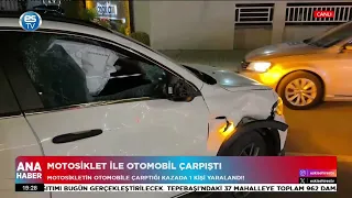 Motosiklet ile otomobil çarpıştı