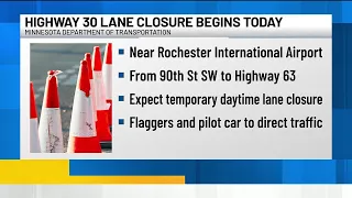 MnDOT resurfacing work to close lanes along Highway 30 starting Monday