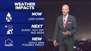 Storms near end of the week may cool down weekend, less humid until then