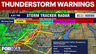 Thunderstorm warnings issued in DC, along with Montgomery, Fairfax and Prince George's counties