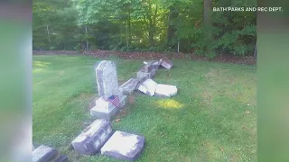 Bath police investigate vandalism after nearly 30 headstones toppled at cemetery
