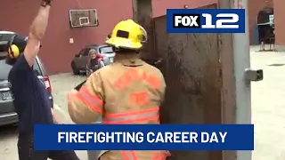 Portland Winterhawks players take part in annual ‘Firefighting Career Day’
