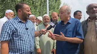 MLA Pampore Retired Justice Hasnain Masoodi during visit to Kakapora