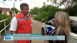 Chuva causa prejuízos e ponte que liga bairros é interditada Chuva causa prejuízos e ponte que liga bairros é interditada