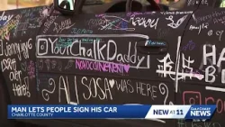 Port Charlotte man turns car into chalkboard, thousands sign it