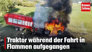 Tractor catches fire while driving | krone.tv NEWS