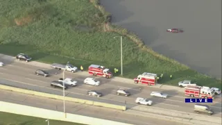 2 rescued after driver crashes truck into pond in north suburbs