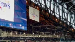 Texas Rangers unveil World Series banner at Globe Life Field