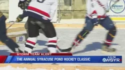 Hockey players in Downtown Syracuse uninhibited by impending severe snow storm Hockey players in Downtown Syracuse uninhibited by impending severe snow storm