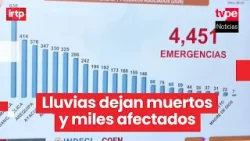 Indeci: lluvias dejan 84 muertos, miles de damnificados y más de 4400 emergencias Indeci: lluvias dejan 84 muertos, miles de damnificados y más de 4400 emergencias